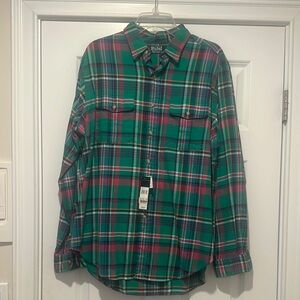 Polo by Ralph Lauren Green and Red Casual Button Down Shirt